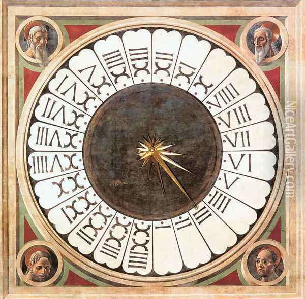 Clock With Heads Of Prophets Oil Painting - Paolo Uccello