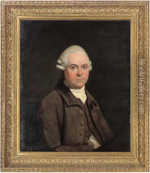 Portrait Of Mr. Buchan, Half-length, In A Brown Coat Oil Painting - Thomas Bardwell