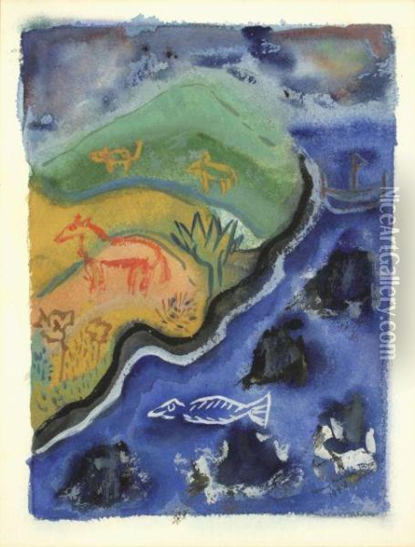 Bord De Mer Exotique Avec Des Animaux Oil Painting - Henry Miller