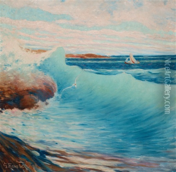 Kosterbat Pa Dyningar Oil Painting - Gustaf Fjaestad