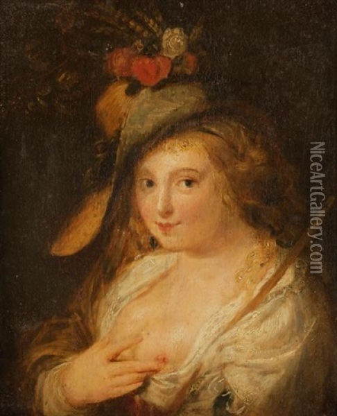 Femme Au Chapeau Oil Painting - Johan Moreelse