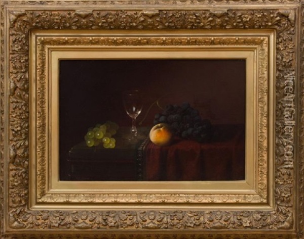 Fruit And Wine Glass Oil Painting - Carducius Plantagenet Ream