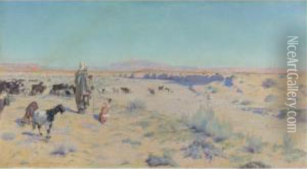 The Goatherder, Biskra Oil Painting - Charles James Theriat