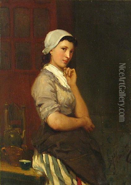 A Servant Girl Oil Painting - Bernardus Johannes Blommers