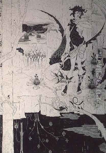 Siegfried, from Act II of 'The Ring of the Nibelung' Oil Painting - Aubrey Vincent Beardsley