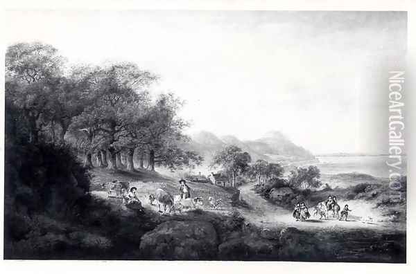Distant View of Anglesea Oil Painting - Julius Caesar Ibbetson