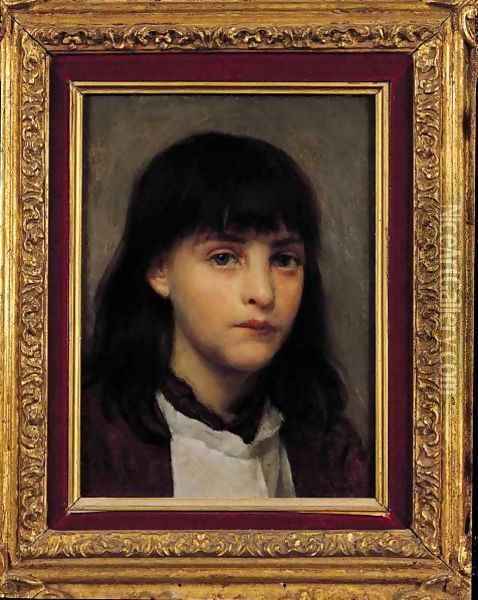 Portrait of a Young Girl Oil Painting - Edwin Harris