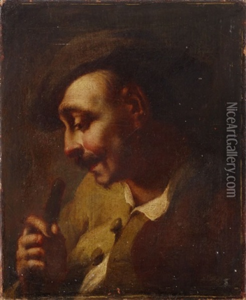 Man Med Pipa Oil Painting - Giovanni Battista Piazzetta