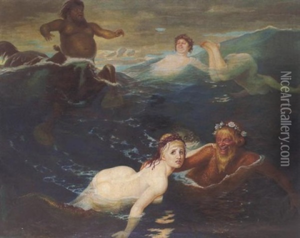 Im Spiel Der Wellen Oil Painting - Arnold Boecklin