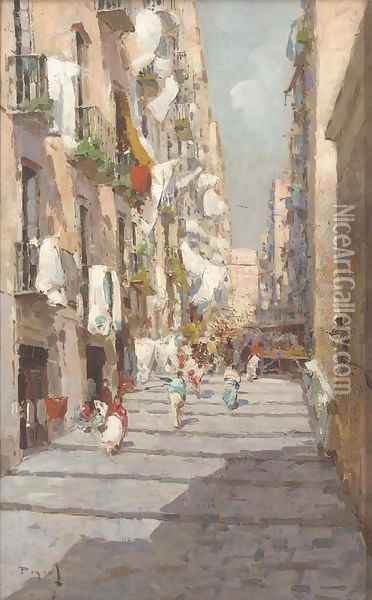 Neapolitan street scene Oil Painting - Gustavo Pisano