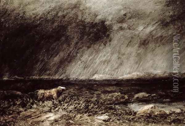 The Challenge on the Moors, near Bettws-y-Coed, North Wales, 1853 Oil Painting - David Cox
