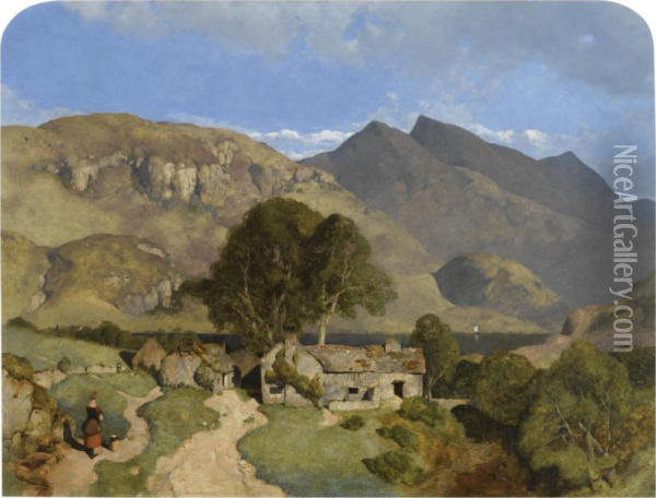 Lakeland Mountains, Crummock Water, Grassmoor And Whitelesspike Oil Painting - William James Blacklock