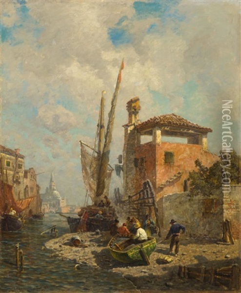 Fishing Boat In Venice Oil Painting - Ludwig Dill
