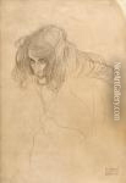 Zenska Hlava Z Tristvrte Profilu Oil Painting - Gustav Klimt