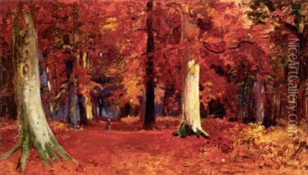 Beach Wood, Autumn Oil Painting - Robert Noble