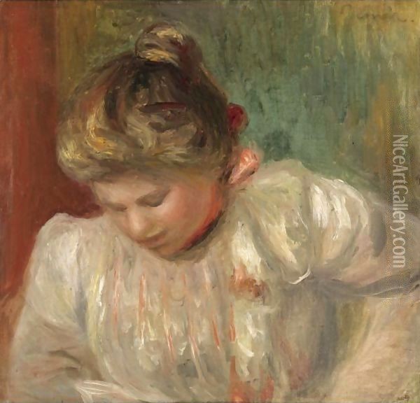 Jeune Fille Au Buste Oil Painting - Pierre Auguste Renoir