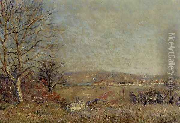 The Plain of Veneux, View of Sablons Oil Painting - Alfred Sisley
