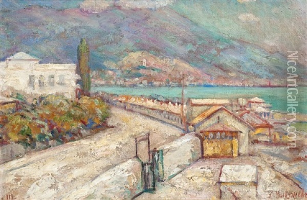 View From Yalta Oil Painting - Alexander Nikolayevich Viezzhev