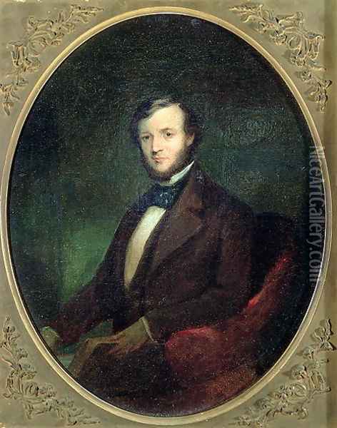 Robert Browning 1812-89 1853 Oil Painting - Thomas Buchanan Read