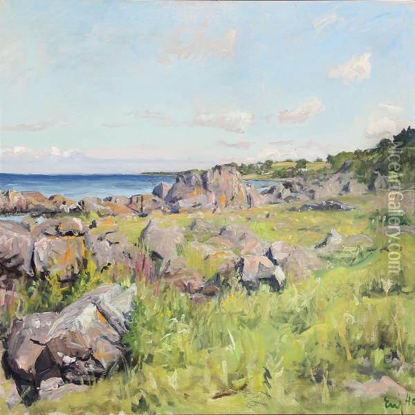 Coast Scenery From Bornholm Oil Painting - Erik William Johnson