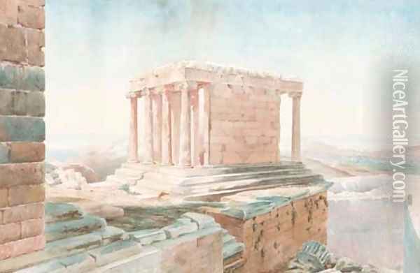 View from a Greek temple Oil Painting - English School