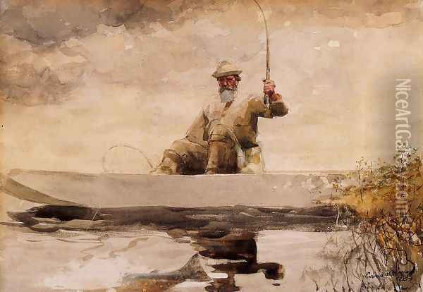 Fishing in the Adirondacks Oil Painting - Winslow Homer