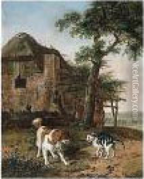 A Landscape With A Cat And A Dog Oil Painting - Dirck Wyntrack