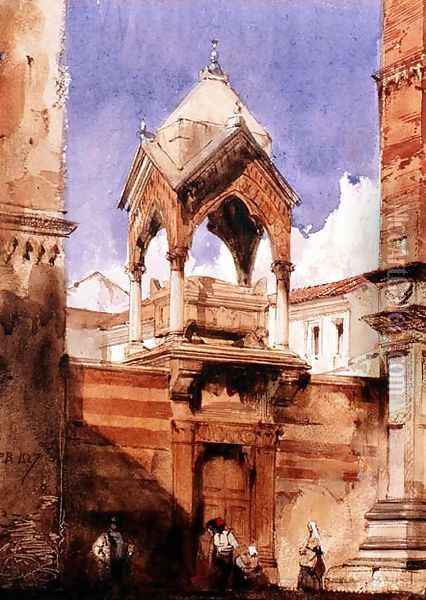 The Castelbarco Tomb, Verona 1827 Oil Painting - Richard Parkes Bonington
