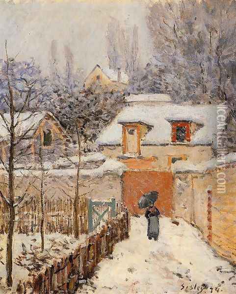 Snow at Louveciennes I Oil Painting - Alfred Sisley