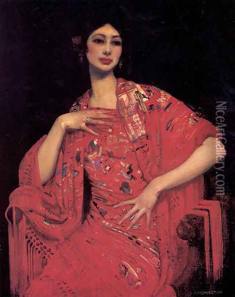 The Red Shawl Oil Painting - George Lambert