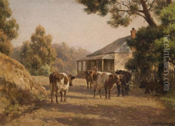 In The Morning Sun, Blackwood, Victoria Oil Painting - Jan Hendrik Scheltema