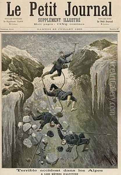 A Terrible Accident in the Alps from Le Petit Journal 23rd July 1892 Oil Painting - Henri Meyer