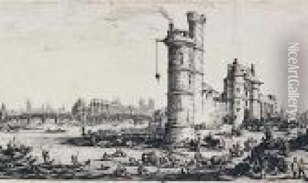 Vue Du Pont Neuf Eau-forte Oil Painting - Jacques Callot