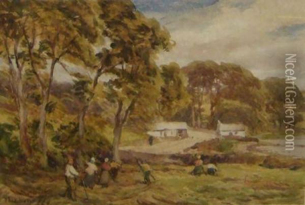 Haymaking At Ross Carberry Oil Painting - Thomas Huson