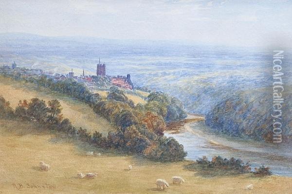 View Of Richmond And The Swale Oil Painting - Robert Brown Johnston