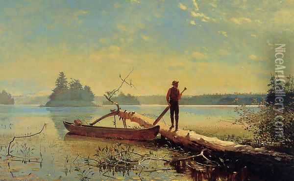 An Adirondack Lake Oil Painting - Herman Fuechsel