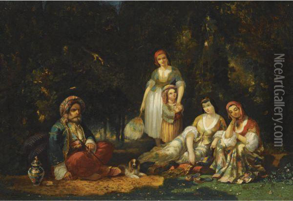 Le Vieux Ben Emeck, Retire Dans 
Une Riche Campagne, Raconte A Ses Femmes Les Aventures Extraordinaires 
De Sa Vie De Pirate Oil Painting - Narcisse-Virgile D Az De La Pena