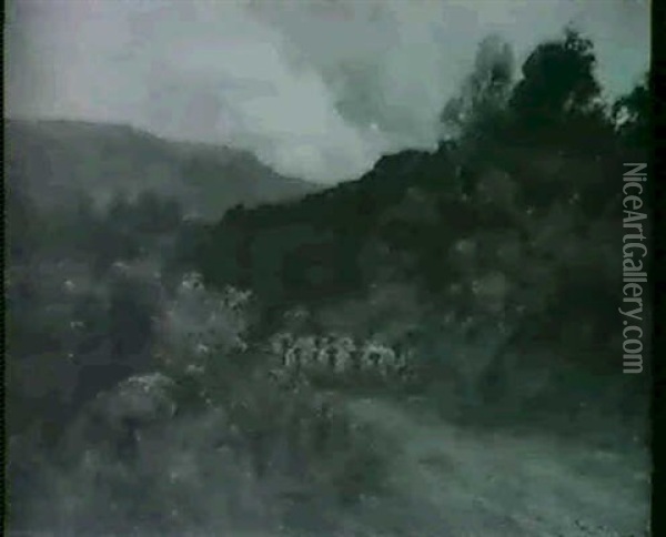 The Dusk Driven Flock Oil Painting - Joseph Milne
