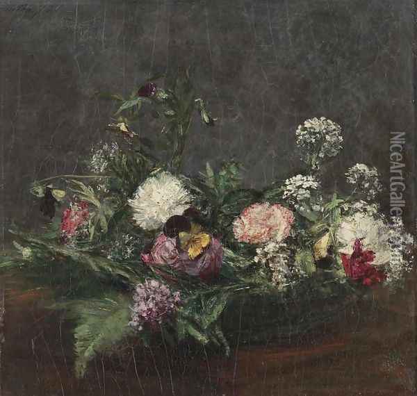 Flowers I 2 Oil Painting - Ignace Henri Jean Fantin-Latour