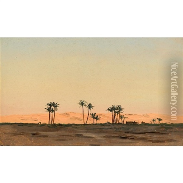 Palm Trees At The Oasis Oil Painting - Lockwood de Forest