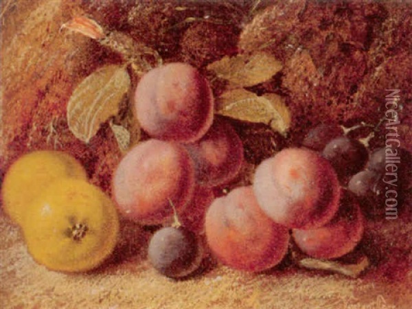 Bodegon De Uvas, Pera Y Fresas Oil Painting - Oliver Clare