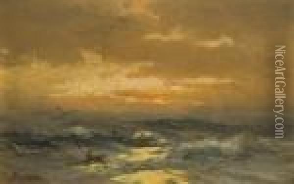 Blazing Sky Oil Painting - Edward Moran