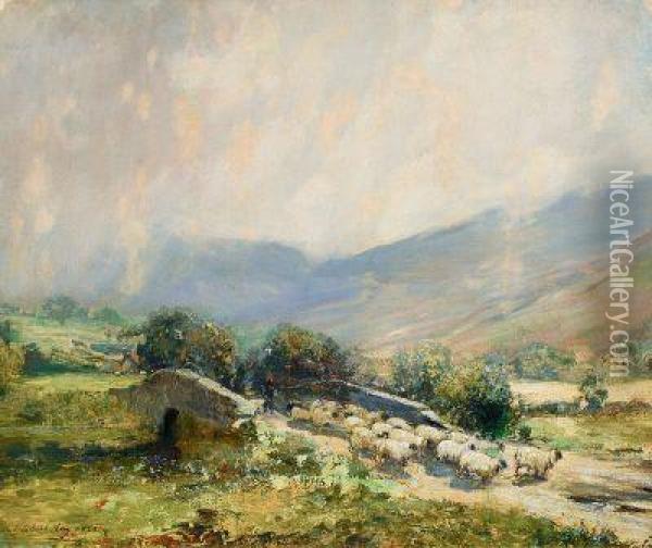 Schafe In Den Highlands Oil Painting - Archibald Kay