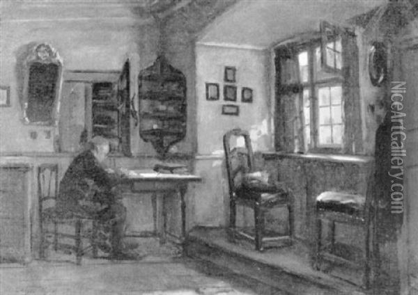 In Der Schreibstube Oil Painting - Hugo Oehmichen