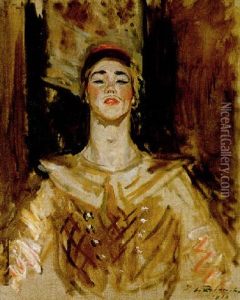 Nijinsky In Les Orientales Oil Painting - Jacques-Emile Blanche