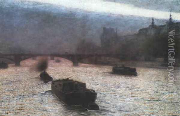 Evening on the Seine Oil Painting - Aleksander Gierymski