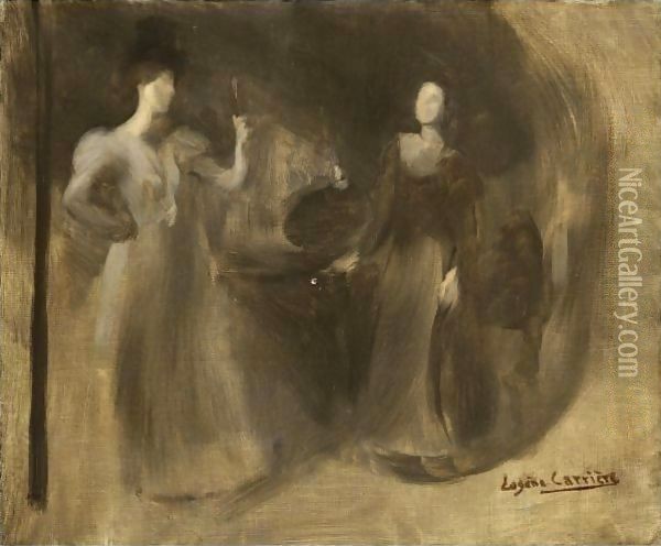 Chez La Modiste Oil Painting - Eugene Carriere