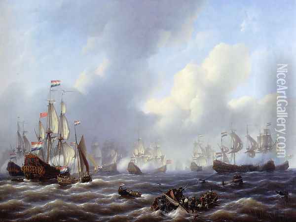 The Battle Of Kamperduin Oil Painting - Petrus Jan Schotel