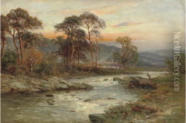 On The Dochart, Perthshire Oil Painting - Ernst Walbourn