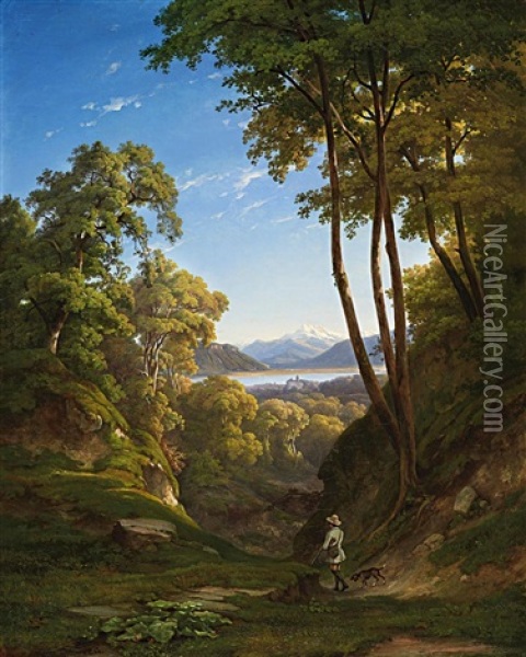 Schweizer Seenlandschaft Oil Painting - Jean Philippe George-Julliard